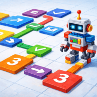 Robot follows a clearly structured process path as a symbol of Agentic AI and process clarity